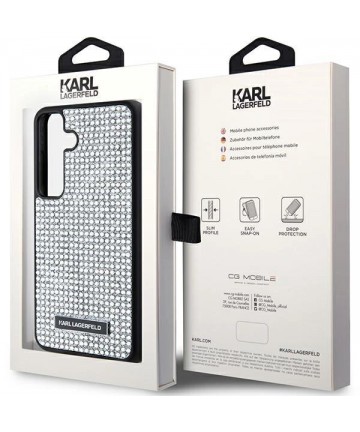 Karl Lagerfeld Rhinestone Metal Logo case for Samsung Galaxy S24 - silver