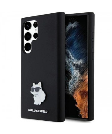 Karl Lagerfeld Silicone Choupette Metal Pin case for Samsung Galaxy S23 Ultra - black