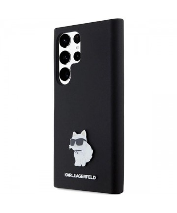 Karl Lagerfeld Silicone Choupette Metal Pin case for Samsung Galaxy S23 Ultra - black