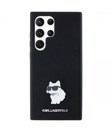 Karl Lagerfeld Silicone Choupette Metal Pin case for Samsung Galaxy S23 Ultra - black