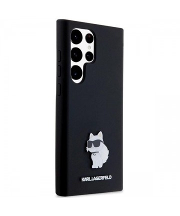 Karl Lagerfeld Silicone Choupette Metal Pin case for Samsung Galaxy S23 Ultra - black