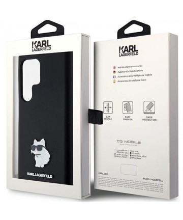 Karl Lagerfeld Silicone Choupette Metal Pin case for Samsung Galaxy S23 Ultra - black