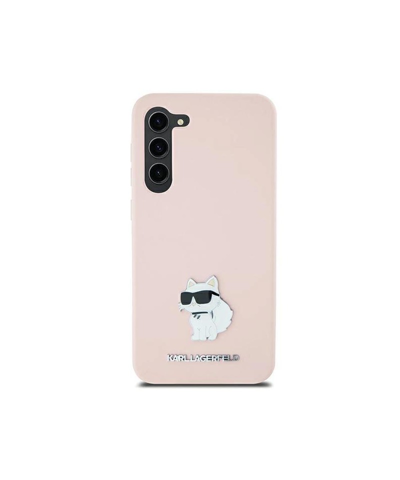 Karl Lagerfeld Silicone Choupette Metal Pin case for Samsung Galaxy S23 Ultra - pink
