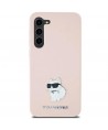 Karl Lagerfeld Silicone Choupette Metal Pin case for Samsung Galaxy S23 Ultra - pink