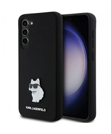 Karl Lagerfeld Silicone Choupette Metal Pin case for Samsung Galaxy S23+ - black