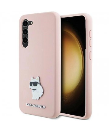 Karl Lagerfeld Silicone Choupette Metal Pin case for Samsung Galaxy S23+ - pink