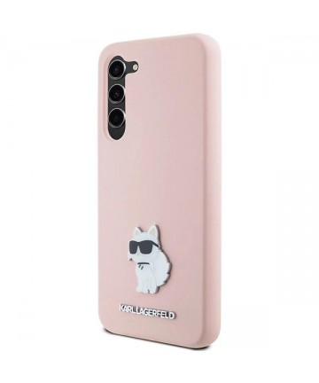 Karl Lagerfeld Silicone Choupette Metal Pin case for Samsung Galaxy S23+ - pink