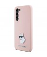 Karl Lagerfeld Silicone Choupette Metal Pin case for Samsung Galaxy S23+ - pink