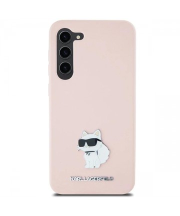 Karl Lagerfeld Silicone Choupette Metal Pin case for Samsung Galaxy S23+ - pink