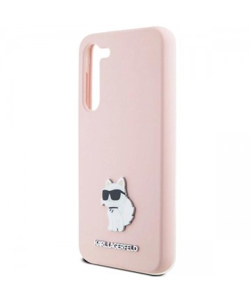 Karl Lagerfeld Silicone Choupette Metal Pin case for Samsung Galaxy S23+ - pink