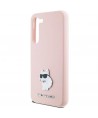 Karl Lagerfeld Silicone Choupette Metal Pin case for Samsung Galaxy S23+ - pink
