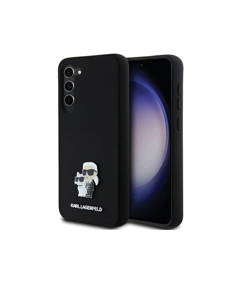 Karl Lagerfeld Silicone Karl&Choupette Metal Pin case for Samsung Galaxy S23+ - black