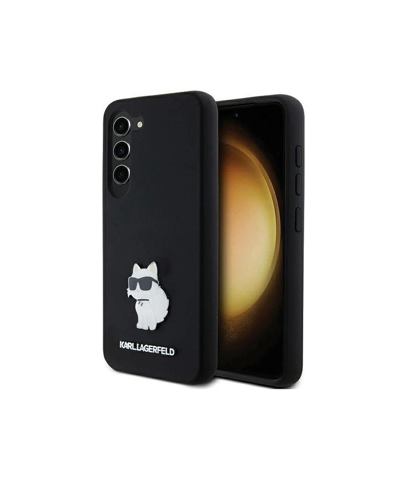 Karl Lagerfeld Silicone Choupette Metal Pin case for Samsung Galaxy S23 - black