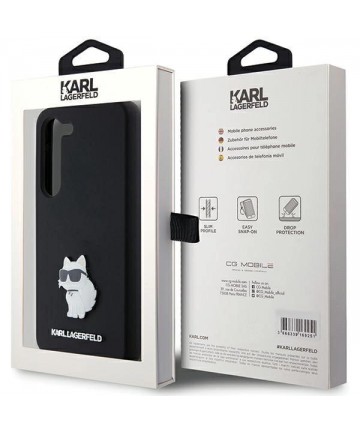 Karl Lagerfeld Silicone Choupette Metal Pin case for Samsung Galaxy S23 - black