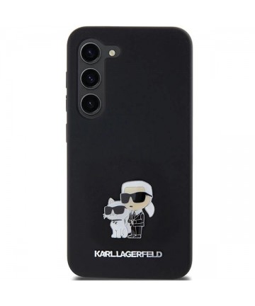 Karl Lagerfeld Silicone Karl&Choupette Metal Pin case for Samsung Galaxy S23 - black