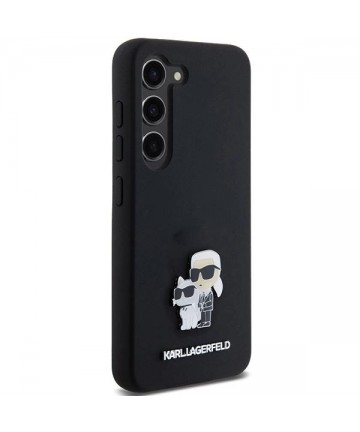 Karl Lagerfeld Silicone Karl&Choupette Metal Pin case for Samsung Galaxy S23 - black