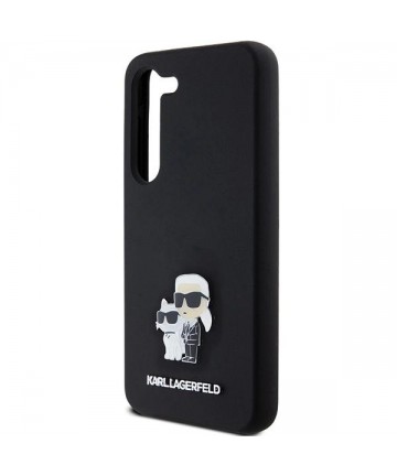 Karl Lagerfeld Silicone Karl&Choupette Metal Pin case for Samsung Galaxy S23 - black