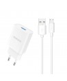 Dudao A4EU USB-A 2.1A wall charger - white + USB-A - micro USB cable