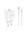 Dudao A20EU USB-A 18W wall charger - white + USB-A - USB-C cable