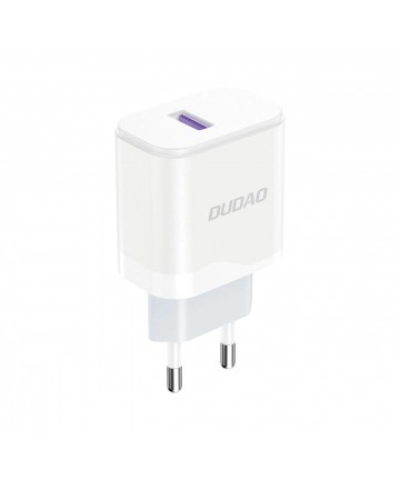 Dudao A20EU USB-A 18W wall charger - white + USB-A - USB-C cable