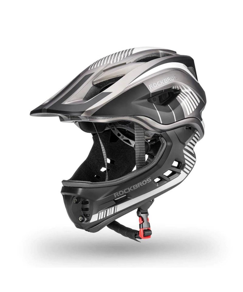 Rockbros TT-32SBTG-S children's bicycle helmet with removable chinbar, size S - gray