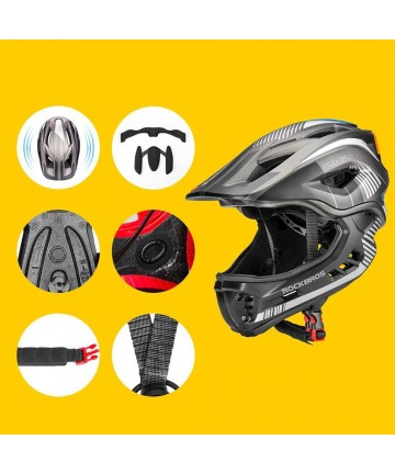 Rockbros TT-32SBTG-S children's bicycle helmet with removable chinbar, size S - gray
