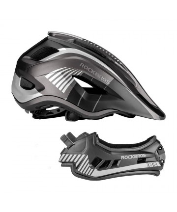 Rockbros TT-32SBTG-S children's bicycle helmet with removable chinbar, size S - gray