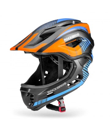 Children&#39;s bicycle helmet with detachable visor Rockbros TT-32SOBL-M size M - black and orange