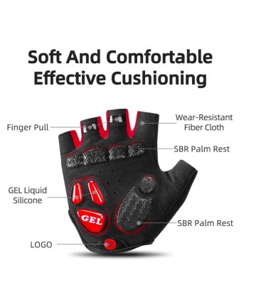 Rockbros S169BR L cycling gloves with gel inserts - black and red