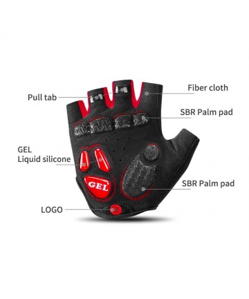 Rockbros S169BR L cycling gloves with gel inserts - black and red