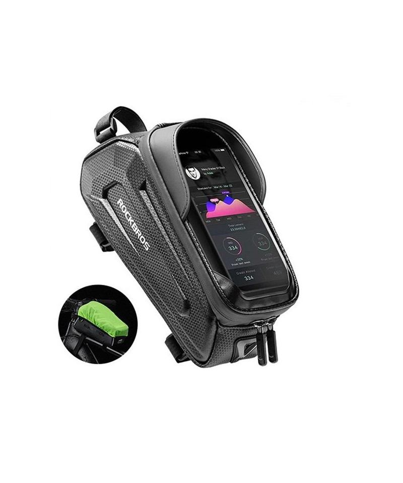 Rockbros B68 Bike Pannier for Frame, Armored, with Phone Pocket and Cover, 1.7L - Black