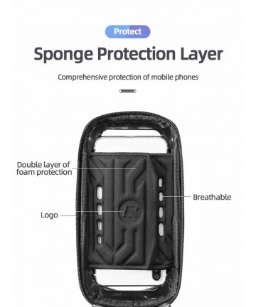 Rockbros B68 Bike Pannier for Frame, Armored, with Phone Pocket and Cover, 1.7L - Black