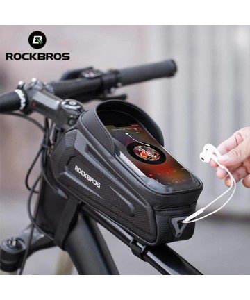 Rockbros B68 Bike Pannier for Frame, Armored, with Phone Pocket and Cover, 1.7L - Black