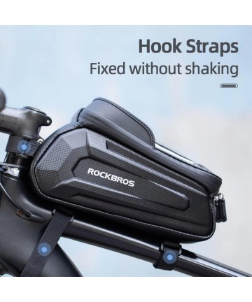 Rockbros B68 Bike Pannier for Frame, Armored, with Phone Pocket and Cover, 1.7L - Black