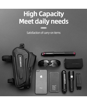 Rockbros B68 Bike Pannier for Frame, Armored, with Phone Pocket and Cover, 1.7L - Black