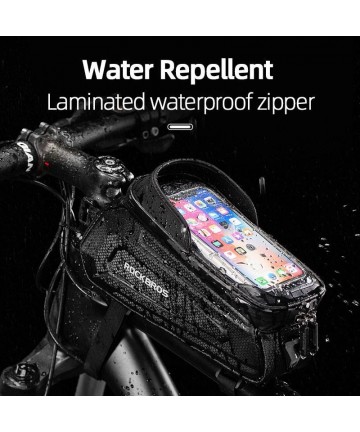 Rockbros B68 Bike Pannier for Frame, Armored, with Phone Pocket and Cover, 1.7L - Black