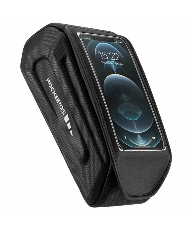 Rockbros 30120064001 waterproof frame bicycle bag with phone cover - black