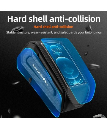 Rockbros 30120064001 waterproof frame bicycle bag with phone cover - black