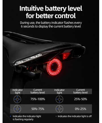 Rockbros Q5 Rear Bike Light with Intelligent Stop System - Black