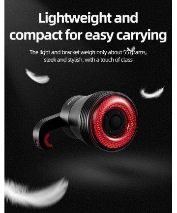 Rockbros Q5 Rear Bike Light with Intelligent Stop System - Black