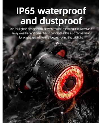 Rockbros Q5 Rear Bike Light with Intelligent Stop System - Black