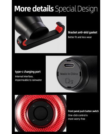 Rockbros Q5 Rear Bike Light with Intelligent Stop System - Black