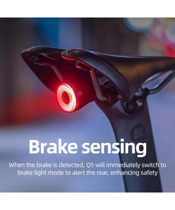 Rockbros Q5 Rear Bike Light with Intelligent Stop System - Black