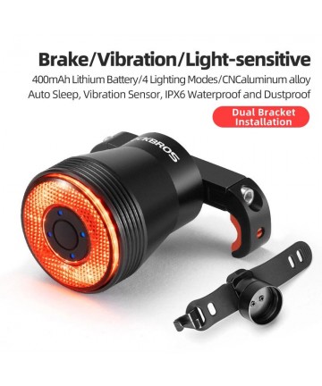 Rockbros Q5 Rear Bike Light with Intelligent Stop System - Black