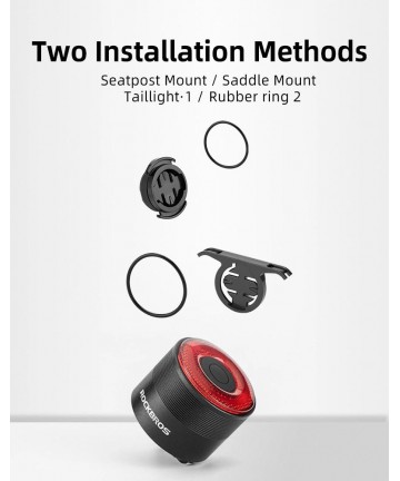 Rockbros Q3 Rear Bike Light with Smart Stop System - Black