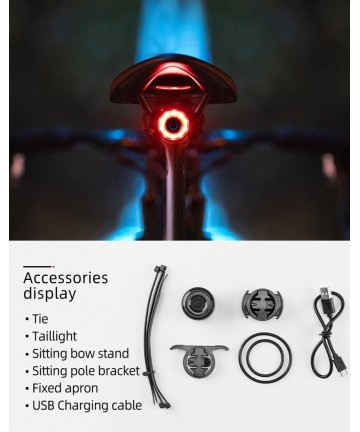 Rockbros Q3 Rear Bike Light with Smart Stop System - Black