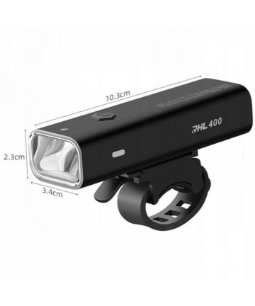 Rockbros 24310006001 Front Bike Light 400 lm + Micro USB Cable - USB-A - Black