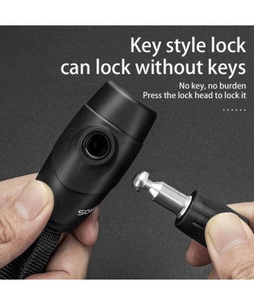 Rockbros 3230002001 bicycle lock with combination and key - black