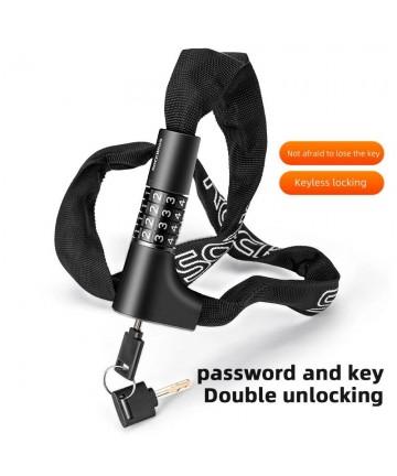 Rockbros 3230002001 bicycle lock with combination and key - black