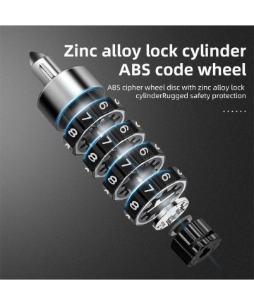 Rockbros 3230002001 bicycle lock with combination and key - black